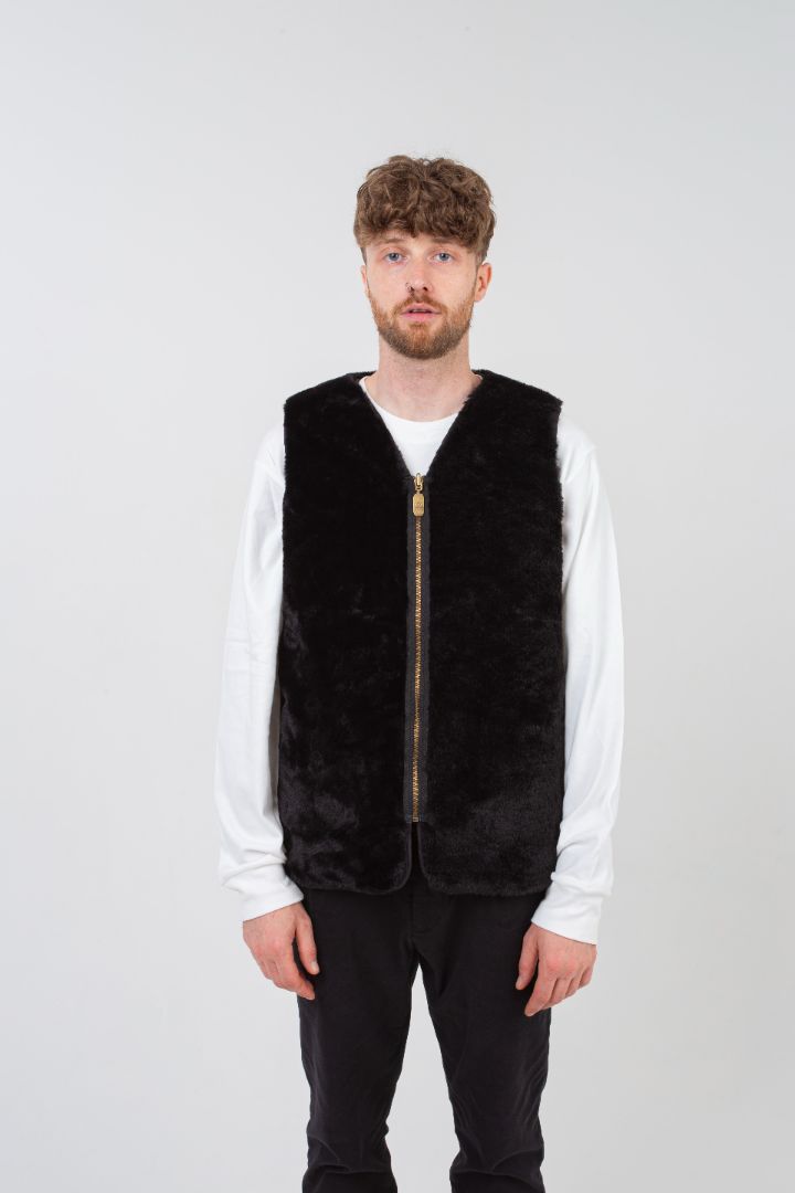 Mens black faux outlet fur vest